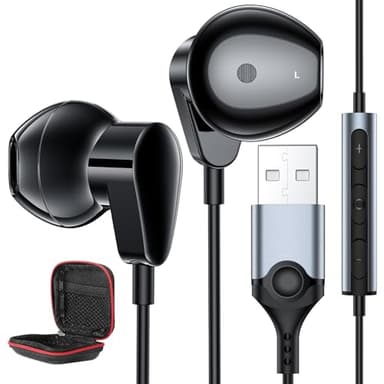 Auriculares PC para Portátil,USB Auriculares con Micrófono Cancelación Ruido Audifonos Gaming PC con Función Silencio Controles Audio Headset para Oficina Transmisión En Vivo PS 4 PS 5 Juegos Ligeros