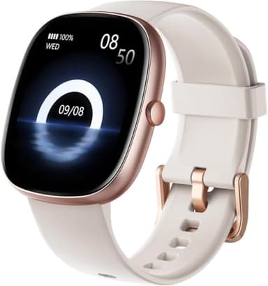 HUAKUA Reloj Inteligente Hombre Mujer, Smartwatch Llamada Bluetooth,Pulsómetro,Monitor de Sueño,Whatsapp Notificación, 113+ Deportivos Modos,Impermeable IP68 Pulsera de Actividad (Beige)