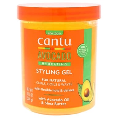 CANTU - Gel de Peinado con Aguacate - Sin Alcohol - Estiliza y Define - Ideal para Cabello - 524 g - Hidrata, Fijación Suave y Natural