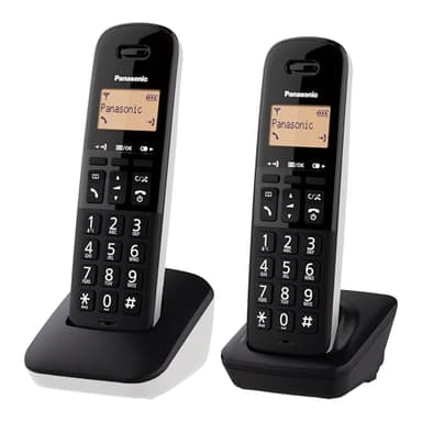 Panasonic KX-TGB612 Teléfono Inalámbrico Digital, Unidad Base y 2 Auriculares Identificador Y Bloqueador de Llamadas, Volumen Optimizado Del Receptor, Resistente A Golpes, Pantalla LCD Blanco y Negro