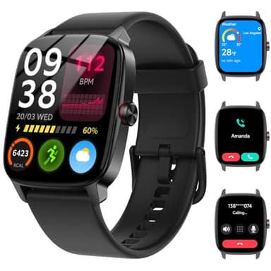 Reloj Inteligente Mujer Hombre con Llamadas Bluetooth y Voz AI, 1.85'' Smartwatch con Whatsapp Notificación, Pulsómetro/SpO2/Sueño/Podómetro, 110+ Modos Deportivos, Impermeable IP68 para iOS/Android