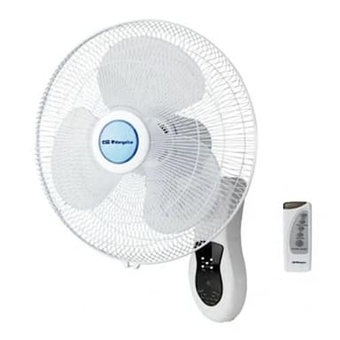 Orbegozo WF0242, Ventilador de Pared, Mando a Distancia, 3 velocidades de ventilación, Cabezal oscilante multiorientable, temporizador, 40 W, color blanco