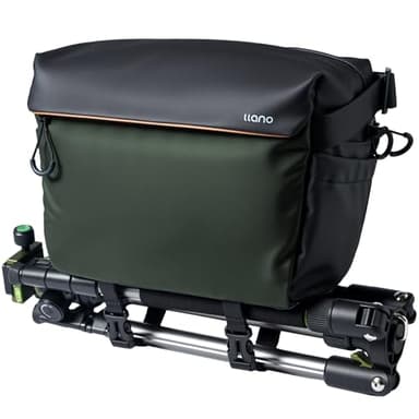 Llano Mochilas para cámaras DSLR/sin Espejo, Impermeable, compacta con separadores extraíbles, Bolsa de fotografía Ligera Compatible con Canon con Nikon con Sony,Verde, Estilo Deportivo al Aire