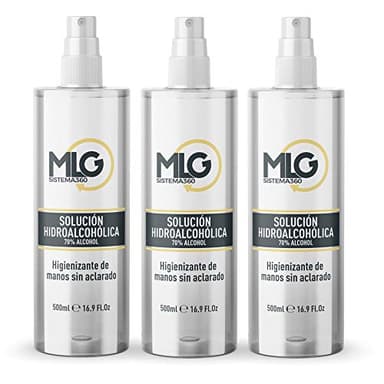 MLG SISTEMA 360 - Hidroalcohol 3 x 500ml con Spray | Ideal para una higiene profunda de manos - Hidroalcoholico Liquido envase con Aerosol