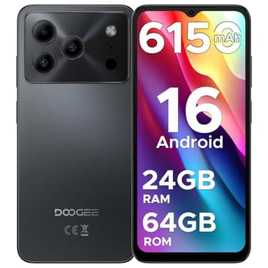 DOOGEE Note 56 Teléfono Movil Android 16, 6,56" HD+ IPS 90Hz, 6150mAh Batería de Anodo de Silicio, Octa Core 24GB+64GB Smartphone, 8MP, Cuerpo 8.45mm Telefono, Face ID/OTG/GPS/Doble SIM 4G Movil