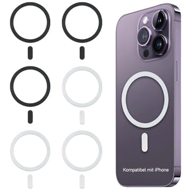Kit de Conversión con Anillo Magnético - 6 Unidades Adaptador de Carga Inalámbrica para Teléfono Móvil Compatible con iPhone