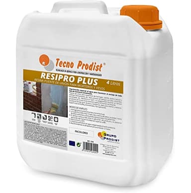 RESIPRO PLUS de Tecno Prodist - (4 Litros) Resina puente de unión, adhesivo al agua, gran adherencia entre hormigones, morteros y yesos viejos con nuevos - Ideal para reparación de cornisas