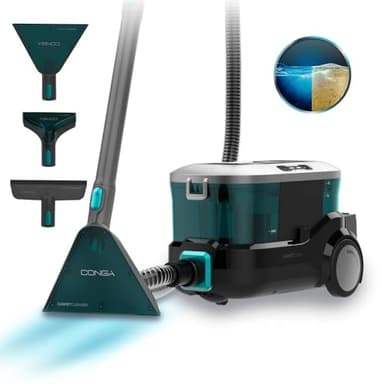 Cecotec Limpiador Aspirador de Tapicerías y Alfombras, Aspiradora de Trineo Conga CarpetClean 10000 EasyHome. 800W, Depósito de Agua Limpia 3L y Agua Sucia 1,5L, Multisuperficie, Kit Accesorios