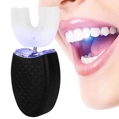 Cepillo de Dientes para Adultos en Forma de U, Cepillo de dientes eléctrico sónico para adultos en forma de U cepillo de dientes de limpieza automática herramienta de cuidado bucal(negro)