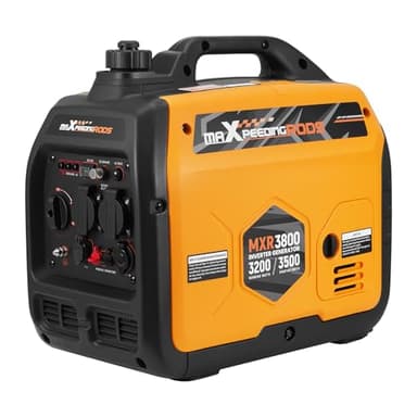 maXpeedingrods 3500W Generador Electrico Gasolina, 4 Tiempos Generador de Inverter, Silencioso y Ligero, Modelo ECO con 2x 230 V, 2x USB para Camping, Caravana, Construcción y Emergencias