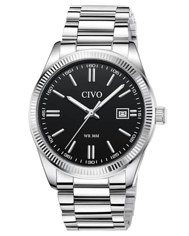 CIVO Reloj Hombre Acero Negro: Analógico Impermeable Reloj Pulsera Hombre Cuarzo Luminoso - Moda Regalo Hombre