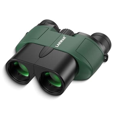 LAKWAR Prismaticos compactos para Adultos y niños, 10x25 Prismaticos de Alta Potencia con FMC y Prisma BAK4, pequeños para observar Aves, Viajes, conciertos, Deportes (Verde)