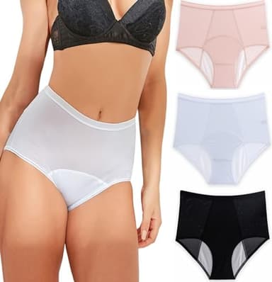 LBJDJYB Ropa Interior a Prueba de Fugas para Mujeres Con Incontinencia - Bragas de Cintura Alta Transpirables de Algodón
