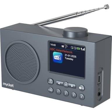 Mycket DAB Radio portátil, DAB Plus Digital Radio con la última tecnología de recepción de señal, Bluetooth 5.0, radio FM recargable por USB, reloj de alarma dual, temporizador de sueño, pantalla