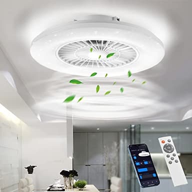 BKZO Luz de techo LED inteligente con ventilador, luces de ventilador de techo Ajuste continuo de la velocidad del viento, luz de atenuación continua, iluminación de ventilador moderna de 60 cm