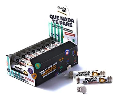 CHOCOTABS - Caja de 27 rollos de tabletas de glucosa GLUCO UP sabor chocolate para hipoglucemias /Acción rápida /Personas con Diabetes Tipo 1 /Diabetes Tipo 2