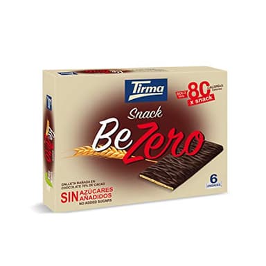 Tirma Snack Be-Zero Galletas Crujientes Cubiertas de Chocolate 70% Cacao | Sin Azúcares Añadidos | Solo 80 kcal por Galleta | Snack Saludable en Pack de 6 Unidades Individuales | Hechas en España