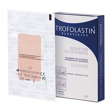 Trofolastin, Reductor de Cicatrices, Apósitos Adhesivos para Cicatrices Hipertróficas y Queloides, Quemaduras y Cortes, Tamaño 5x7,5cm, 5 Unidades