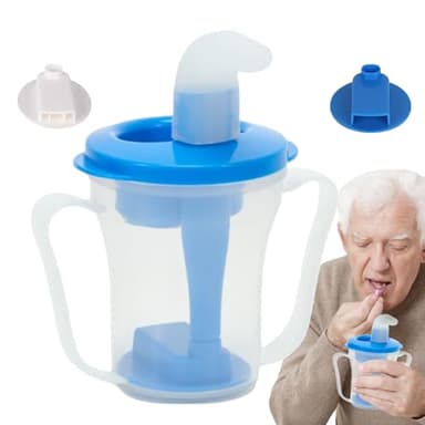 Genérico Vasos para Disfagia,Botella Con Pajita Antiahogo Para Dificultad Al Tragar - Recipiente Antiderrames Y Antiatragantamiento Para Pacientes En Hospital Hogar O Viaje