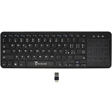 Techmade Teclado Inalámbrico con Touchpad Integrado - Compatible con PC, Smart TV, Tablet, Smartphone | Conexión USB-A y USB-C | Tecnología Wireless 2,4 GHz