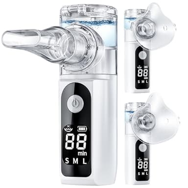 YOZISS Nebulizador para Adultos y Niños,Nebulizador portatil 1-5µm Inhaladores eléctricos Recargable con 2 Máscaras y Boquilla para el hogar y el uso de viaje