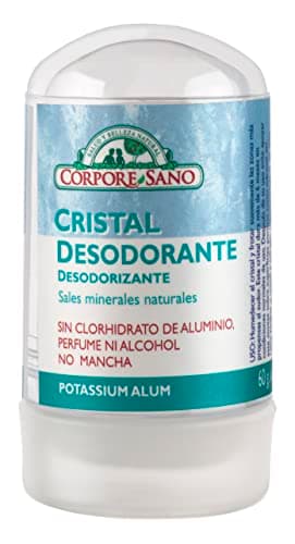 Corpore Sano - Desodorante Cristal Mineral, Piedra de Alumbre, Elimina el Mal Olor, Hasta 24h de Protección, 100% Ingredientes Naturales, Vegano, Sin Alcohol, Fragancia ni Parabenos, 60gr