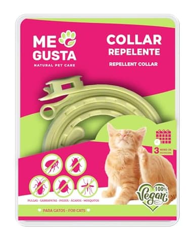 ME GUSTA Collar Repelente para Gatos con Geraniol | Repele Todo Tipo de Insectos | Fragancia Cítrica | 30 cm
