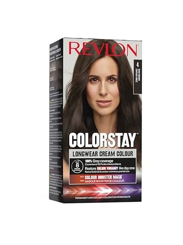 Revlon Colorstay Tinte Pelo Mujer, Coloración Permanente de larga duración, Incluye mascarilla potenciadora del color, Hasta 8 semanas de color, Tono 4 Castaño.