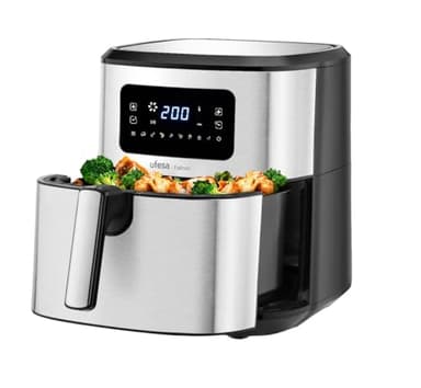 Ufesa Falcon Freidora de Aire sin Aceite de 6.5L, Inox, Tecnología Air Pulse, 8 Programas, 1700W, Digital, Temporizador, Temperatura 80ºC - 200ºC, Sin BPA ni PFOA, Anti-Adherentes, Air Fryer