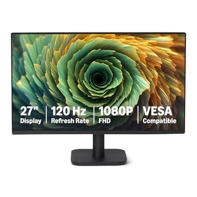 Amazon Basics Monitor de Ordenador de 68,6 cm, 120 Hz, FHD 1080P, Compatible con HDMI, DP, VGA, VESA, para Oficina y hogar, Negro
