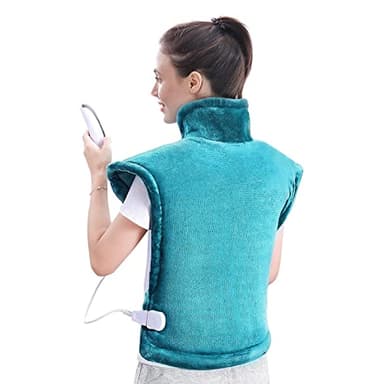 Almohadilla Térmica Eléctrica la Espalda, Hombros y Cuello, 60x90 cm Manta Electrica con 5 Niveles de Temperatura, 60/120 min Apagado Automático Protección contra Sobrecalentamiento, Lavable a Máquina