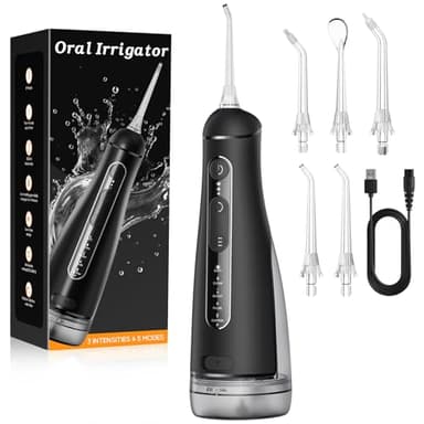 Irrigador Dental Portatil DIY, Irrigador Bucal Inalámbrico 5 Modos y 3 Intensidades, Depósito 300 ml y Base Extraíble, Carga USB, Impermeable IPX7, Sin BPA, Silencioso, para Viajes y Hogar