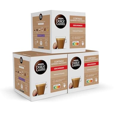 NESCAFÉ Dolce Gusto Cortado Descafeinado - Cápsulas de Café, 48 Cápsulas (3 x 16) - Originales para cafeteras Dolce Gusto