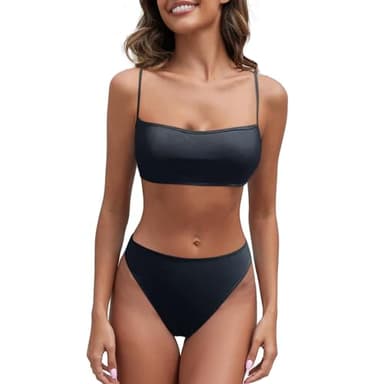 Bikini Mujer Reductores Barriga Bañadores Mujer Bronceado A Través De Trajes De Baño para Mujeres Bañador Brasileño Bañador Palabra Honor (Black M)