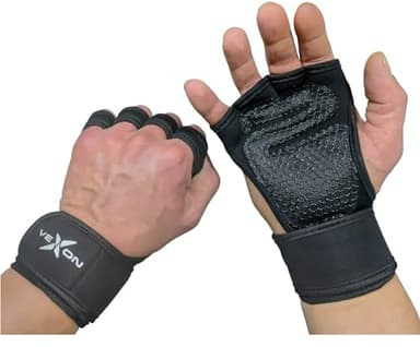 VEXON Guantes Gimnasio Hombre – Guantes Gym Antideslizantes y Transpirables, Palma Acolchada, Soporte de Muñeca Ajustable, para Pesas y Entrenamiento. Talla L