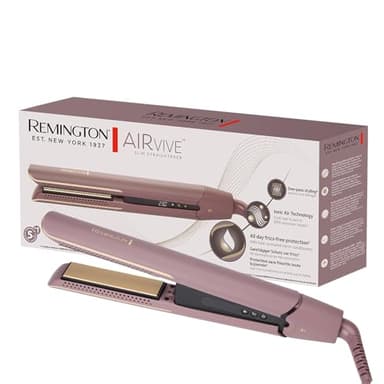 Remington plancha de pelo AIRvive con Aire Ionizado, tecnología Ionic Air antiencrespamiento, revestimiento cerámico ultrasuave con microacondicionadores (placas flotantes, digital, 150-230 °C) S8930
