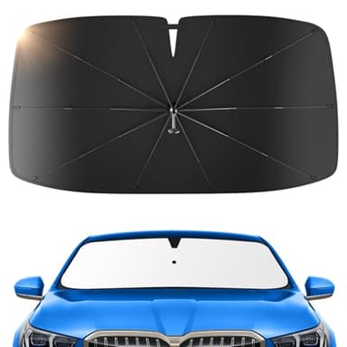 Protector Solar para Parabrisas de Auto – Actualización 2025, 360° Giratorio, Plegable, UPF 50+ Protección UV & Aislamiento Térmico, Fácil de Almacenar, Compatible con la mayoría de Autos y SUVs