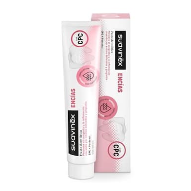 Suavinex, Pasta de Dientes Encías, Previene Sangrado e Inflamación, Gel Dentífrico Gingivitis, Apto Embarazadas, Agua de Mar, CPC y Pantenol, Sin Clorhexidina, Sin Gluten, Uso Diario, Adultos, 75 ml