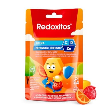 Redoxitos Extra Defensas Gummies - Vitaminas para niños - Vitamina C, D y Zinc - Ayuda a mejorar sus defensas inmunitarias y la absorción de hierro - 25 Gominolas