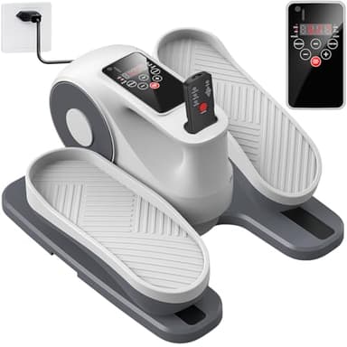Healfith Máquinas elípticas para fitness, ejercitador de pedales eléctrico, bicicleta debajo del escritorio con pantalla de visualización y control remoto, mini entrenador elíptico, ejercitador de