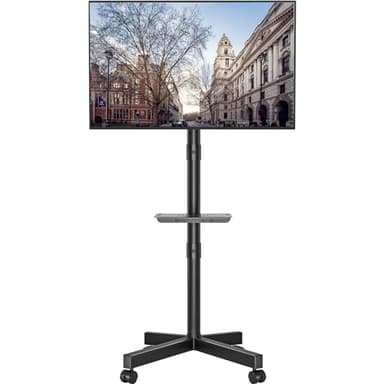 BONTEC Soporte TV Ruedas para TVs de 23 a 60 Pulgadas de LED, LCD, OLED Planos y Curvos, Soporte TV Pie con Ruedas Móvil con Inclinación y Estante para Medios, hasta 40 kg, Máx. VESA 400x400mm