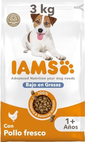 IAMS Alimento seco bajo en Grasas para Perros - Comida Seca para Perros Adultos de más de 1 año con Pollo Fresco, 3 kg