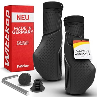 Wittkop Puños de Bicicleta con un Innovador diseño multizona, Fabricados en Alemania. I Diseño ergonómico con Efecto Antideslizante, Zonas de Confort y EFC Incluidas para un Agarre optimizado.