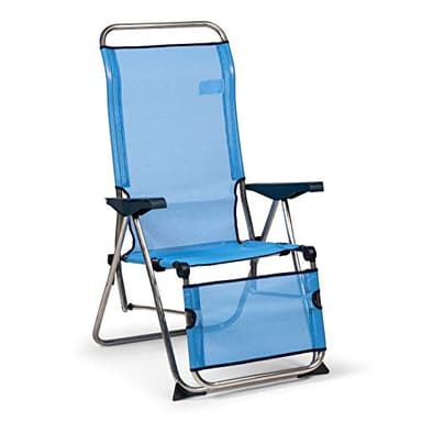 Solenny Silla de Playa y Jardín Plegable Reclinable 5 Posiciones con Respaldo Anatómico 75x63x114 cm en Color Azul