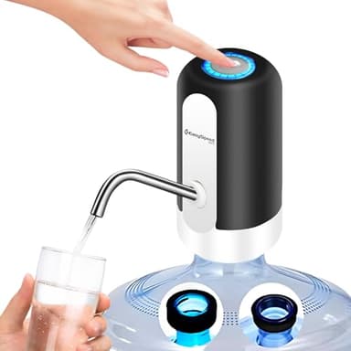 EASYSPEED Dispensador de Agua Fría Automático, 1200 mAh Eléctrico USB Bomba Grifo de Agua, Eléctrica Portátil con 2 Adaptadores para Botellas y Garrafas de 3,5,8,10,13,15,18 litros,Negro