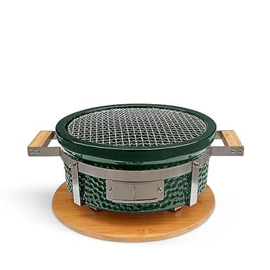 CREATE/BBQ KAMADO HIBACHI/Barbacoa ahumadora redonda verde con grill y plancha/Compacta, versatil, puede ahumar, asar y cocinar, sistema de ventilación.