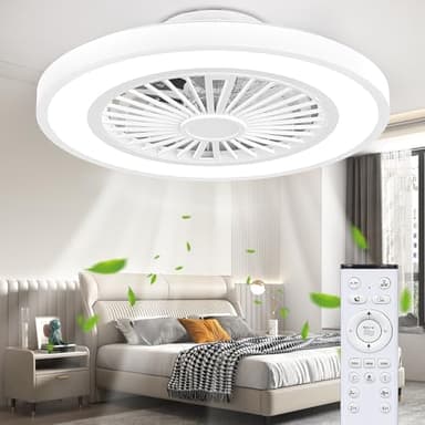 Ateroll Ventilador de Techo con Luz y Mando a Distancia, Ø54CM Ventilador Silencioso, 6 Velocidad del Viento ajustable con Control Remoto, Temporizador, Memoria de Luz, Modo Verano & Invierno