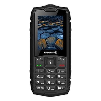 Hammer H Basalt, Robusto, Mega batería de 1800 mAh, 2.4", Resistente al Agua (IP68), a Prueba de Golpes, Linterna, Dual-SIM, Bluetooth, teléfono Celular con Botones Multitool, Negro