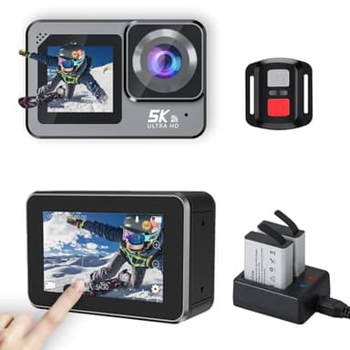 Xilecam Cámara Deportiva 5K Anti-vibración(EIS) Doble Pantalla Submarino Camara con 2.2" Pantalla Táctil WiFi Submarino Camara Acuatica Sumergible Control Remoto y Accesorios(V10)