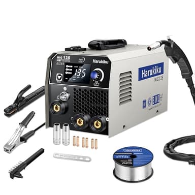 Harukiku135 Soldador de Hilo sin Gas, Máquina de Soldar 3 en 1 Multiproceso (Flux MIG/MMA/Lift TIG) con Avance Sincronizado, Inverter IGBT Compacto para Profesionales y Aficionados